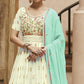 Off White Sequins Floral Embroidered Georgette Semi Stitched Anarkali Suit