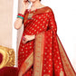 Red Woven Art Silk Paithani Saree With Tassels