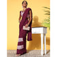 Wine Sequins Embroidered Art Silk Saree