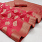 Gajri Pink Festive Wear Floral Woven Art Silk Saree