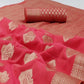 Gajri Pink Festive Wear Floral Woven Art Silk Saree