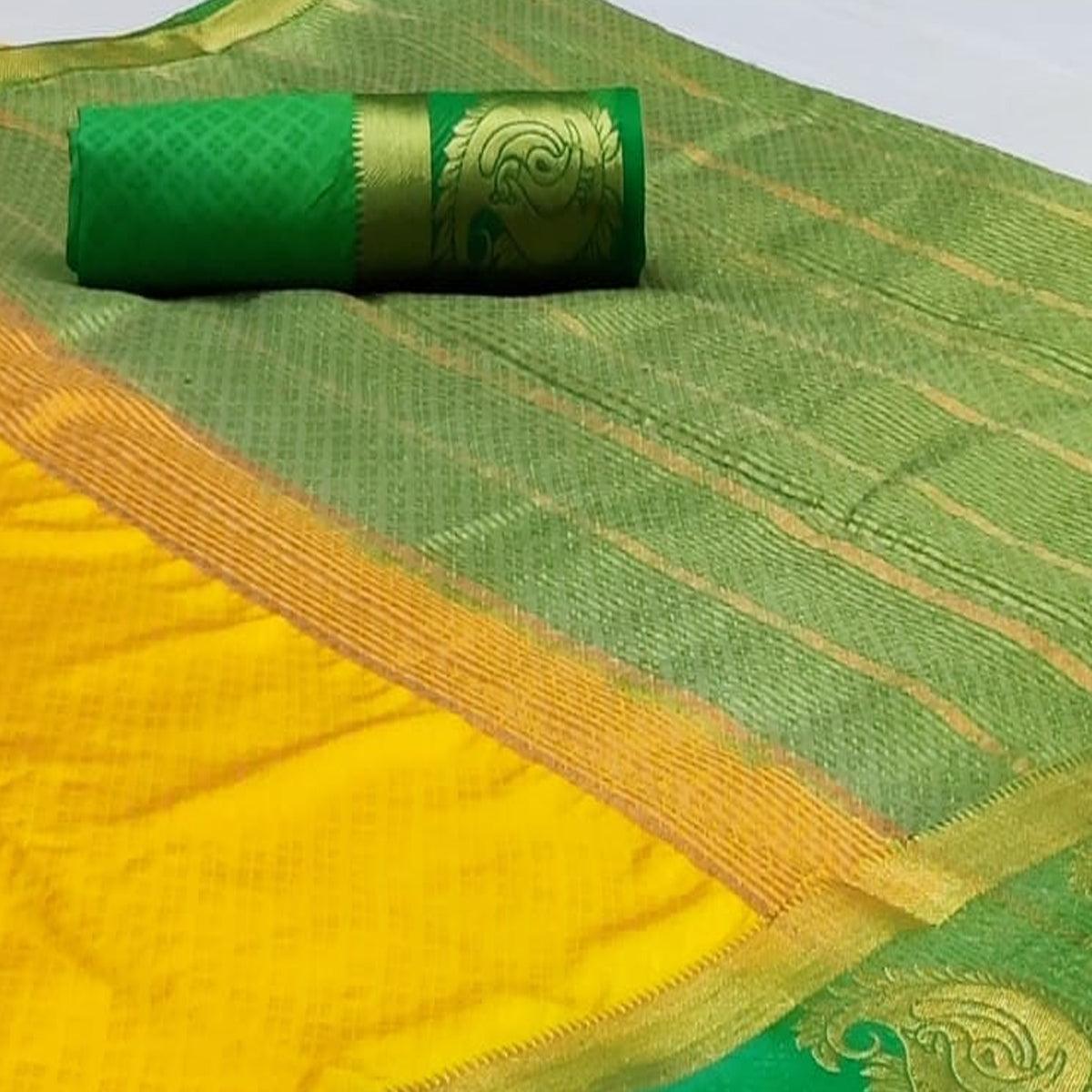 Glowing Yellow Coloured Festive Wear Woven Art Silk Saree