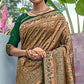 Golden-Green Woven Art Silk Saree With Tassels