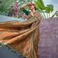 Golden-Green Woven Art Silk Saree With Tassels