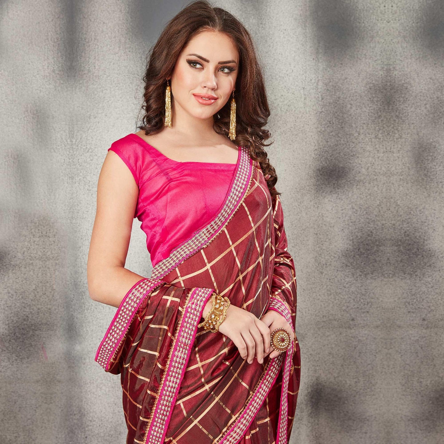 Gorgeous Maroon Colored Partywear Printed Silk Saree