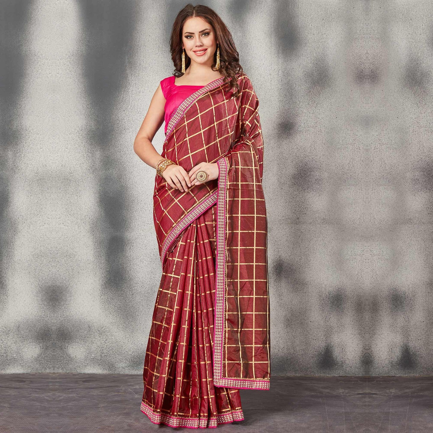 Gorgeous Maroon Colored Partywear Printed Silk Saree