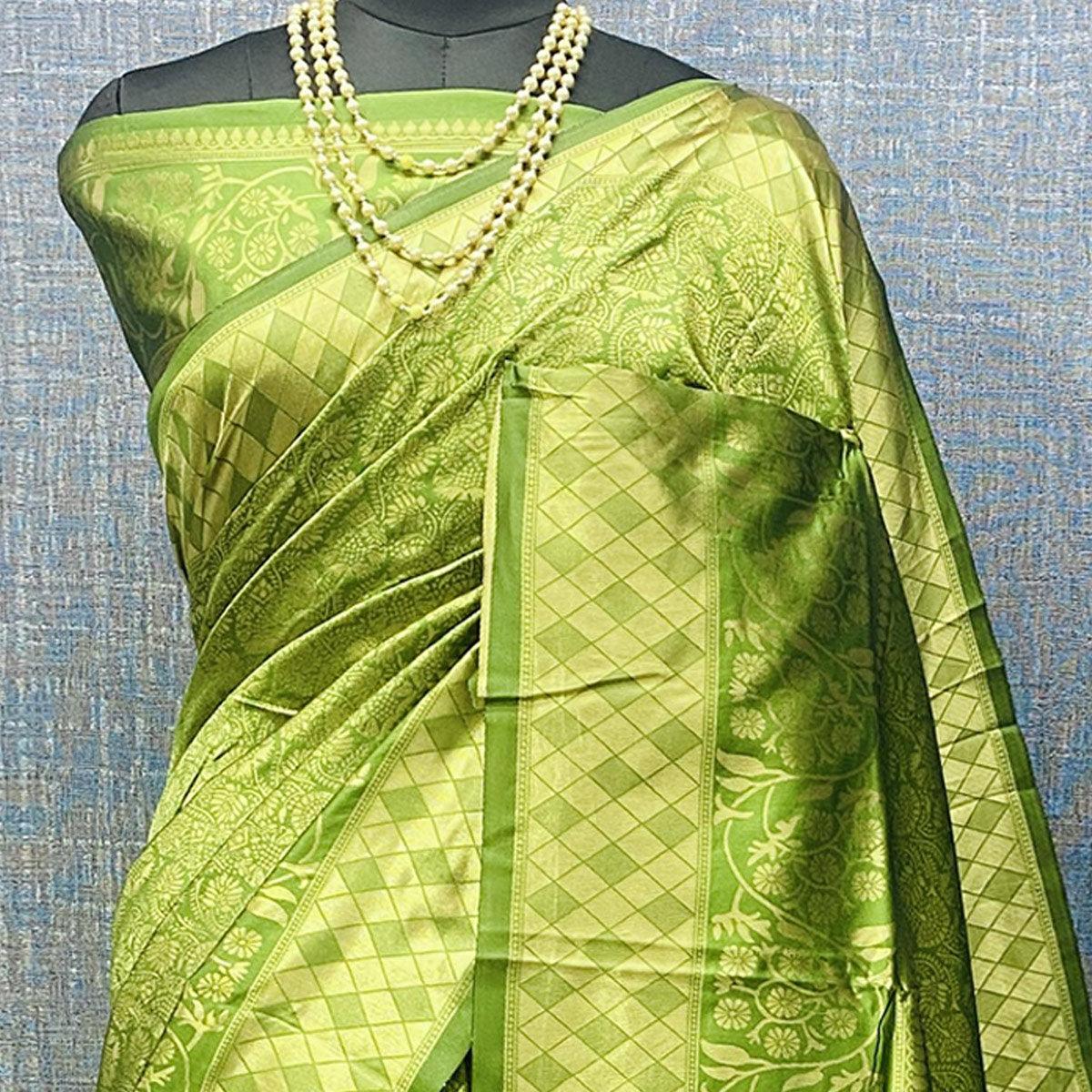 Green & Golden Woven Banarasi Silk Saree