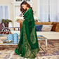 Green Printed Art Silk Saree With Tassels