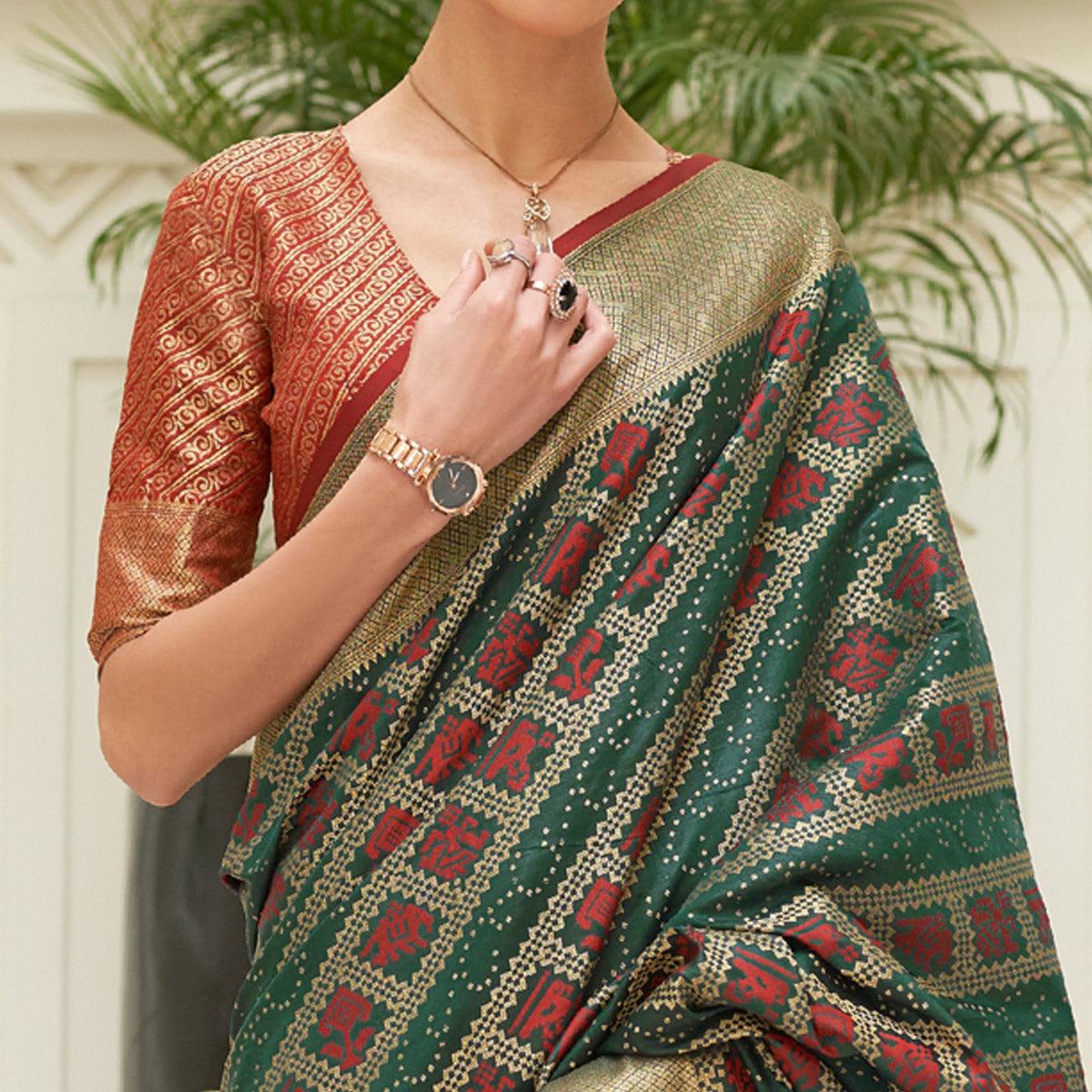 Green Woven Patola Silk Saree