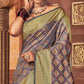 Grey Woven Patola Art Silk Saree