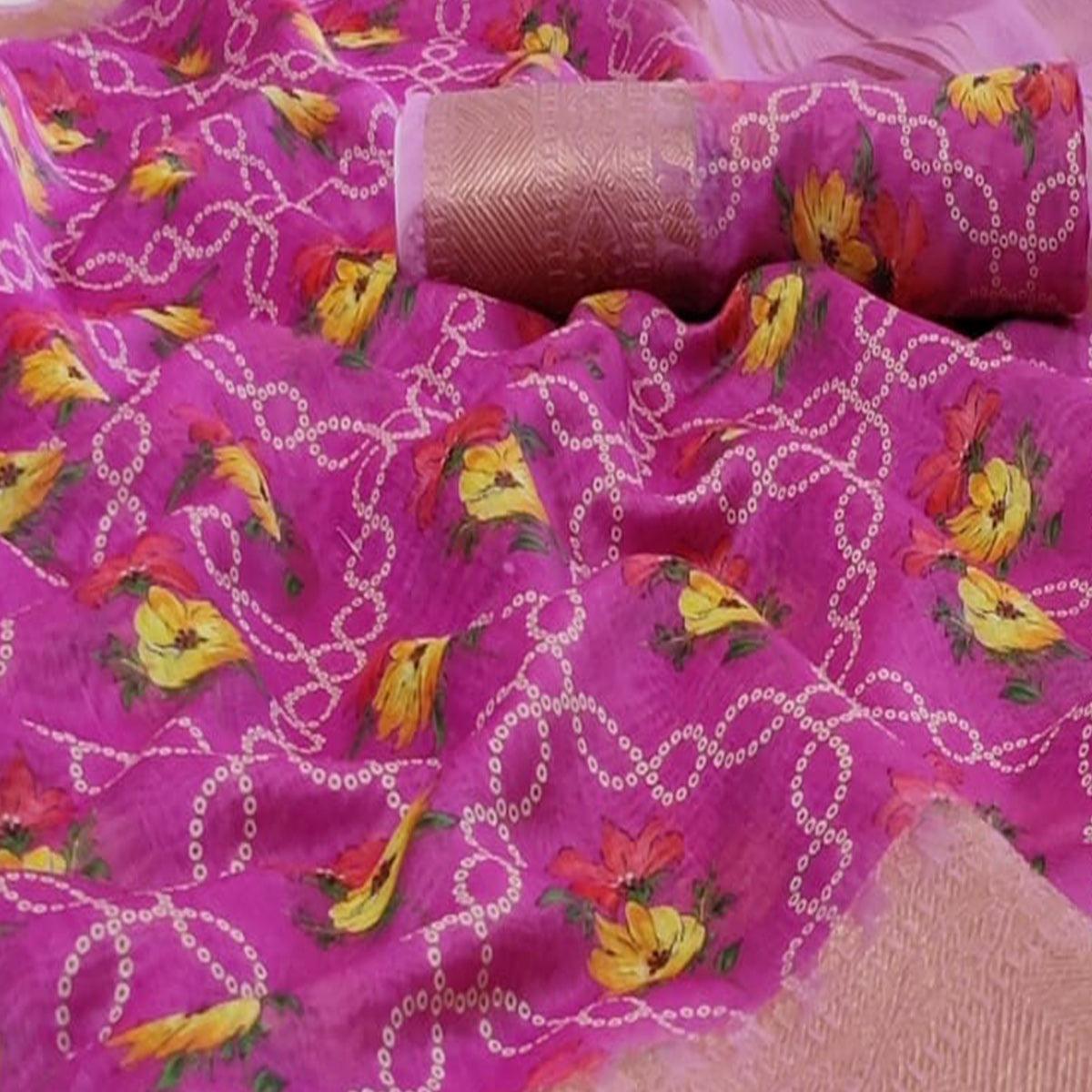 Groovy Pink Colored Festive Wear Woven Banarasi Silk Saree