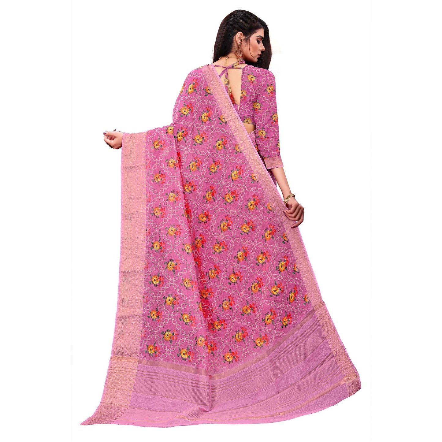 Groovy Pink Colored Festive Wear Woven Banarasi Silk Saree