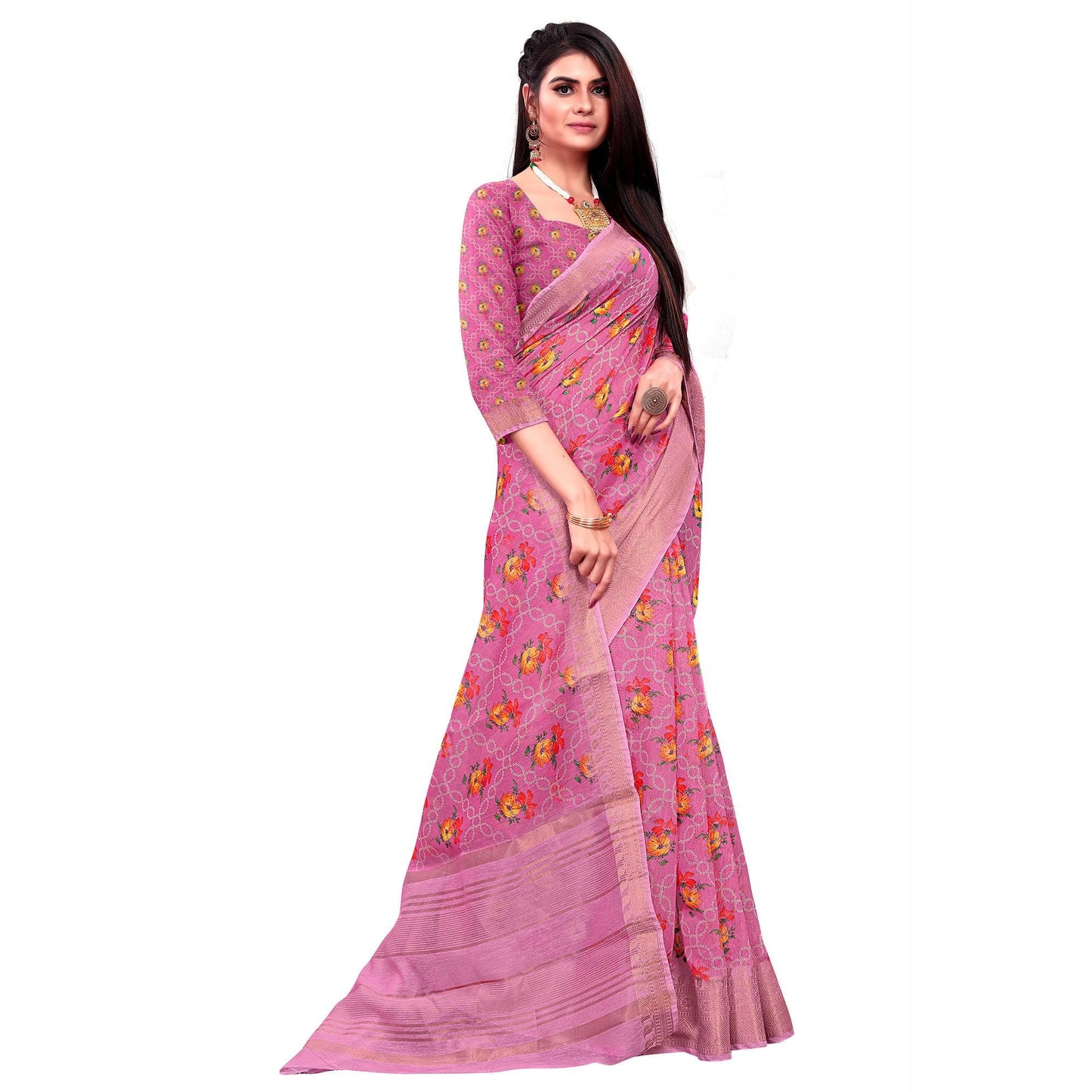 Groovy Pink Colored Festive Wear Woven Banarasi Silk Saree