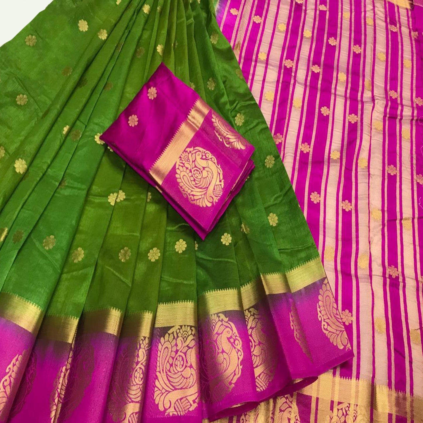 Ideal Green Colored Festive Wear Woven Art Silk Saree