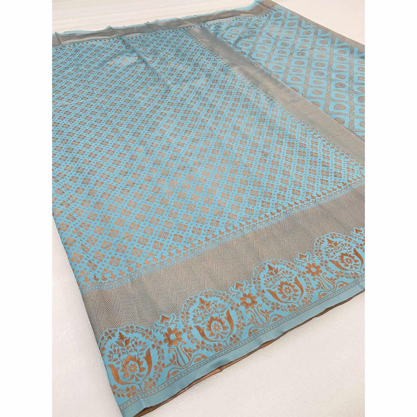 Light Blue Woven Banarasi Silk Saree