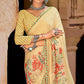 Light Yellow Casual Wear Floral Printed Chiffon Saree With Fancy Blouse