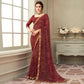 Maroon Casual Wear Printed Chiffon Saree with Banarasi Border