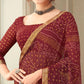 Maroon Casual Wear Printed Chiffon Saree with Banarasi Border