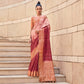 Maroon Floral Woven Art Silk Saree