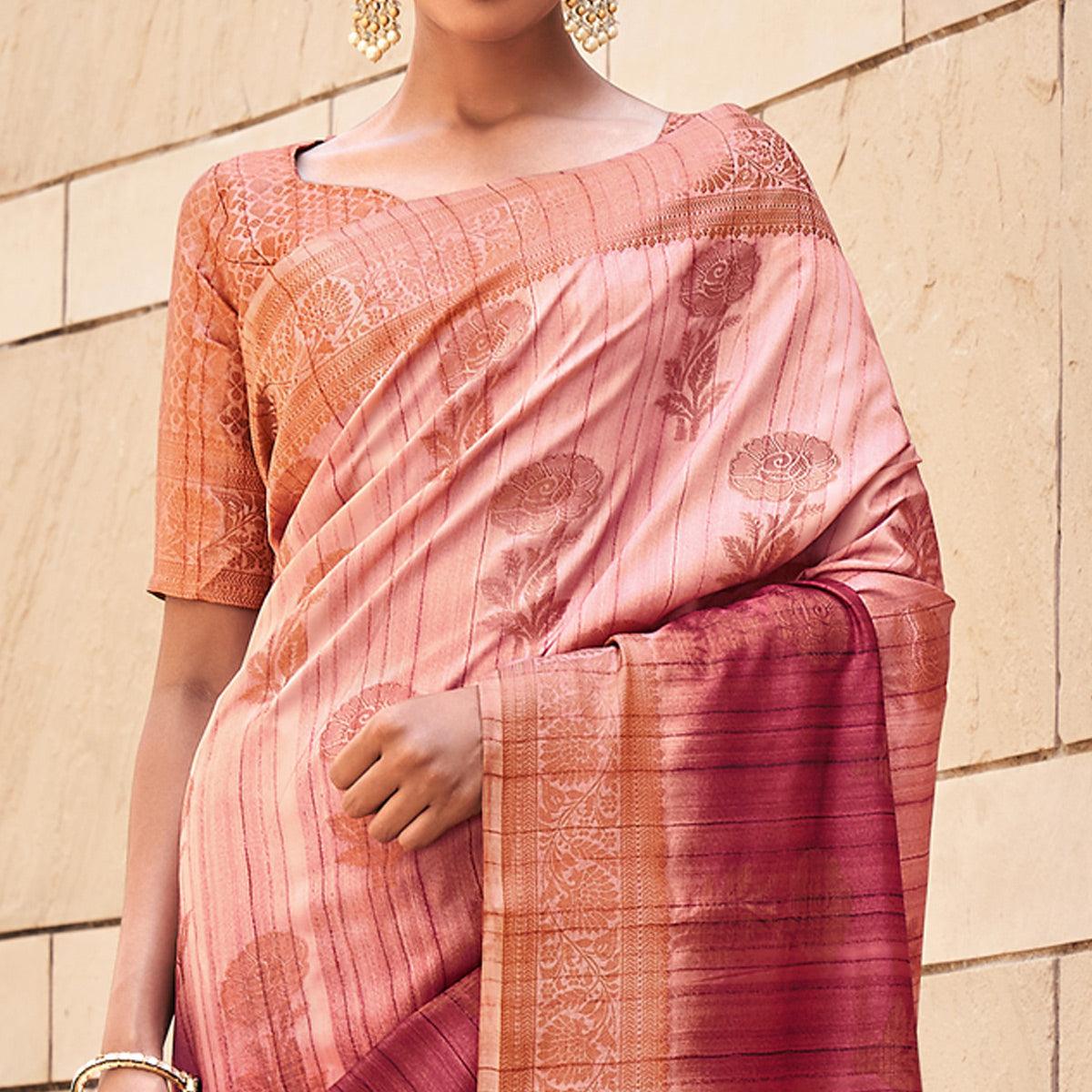 Maroon Floral Woven Art Silk Saree