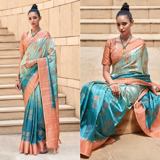 Morpich Floral Woven Art Silk Saree