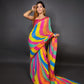 Multicolour Stripes Printed Georgette Saree