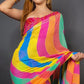 Multicolour Stripes Printed Georgette Saree