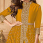 Mustard Embroidered With Embellished Georgette Straight Anarkali Suit