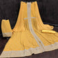 Mustard Embroidered With Embellished Georgette Straight Anarkali Suit