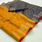 Mustard-Yellow Woven Patola Art Silk Saree