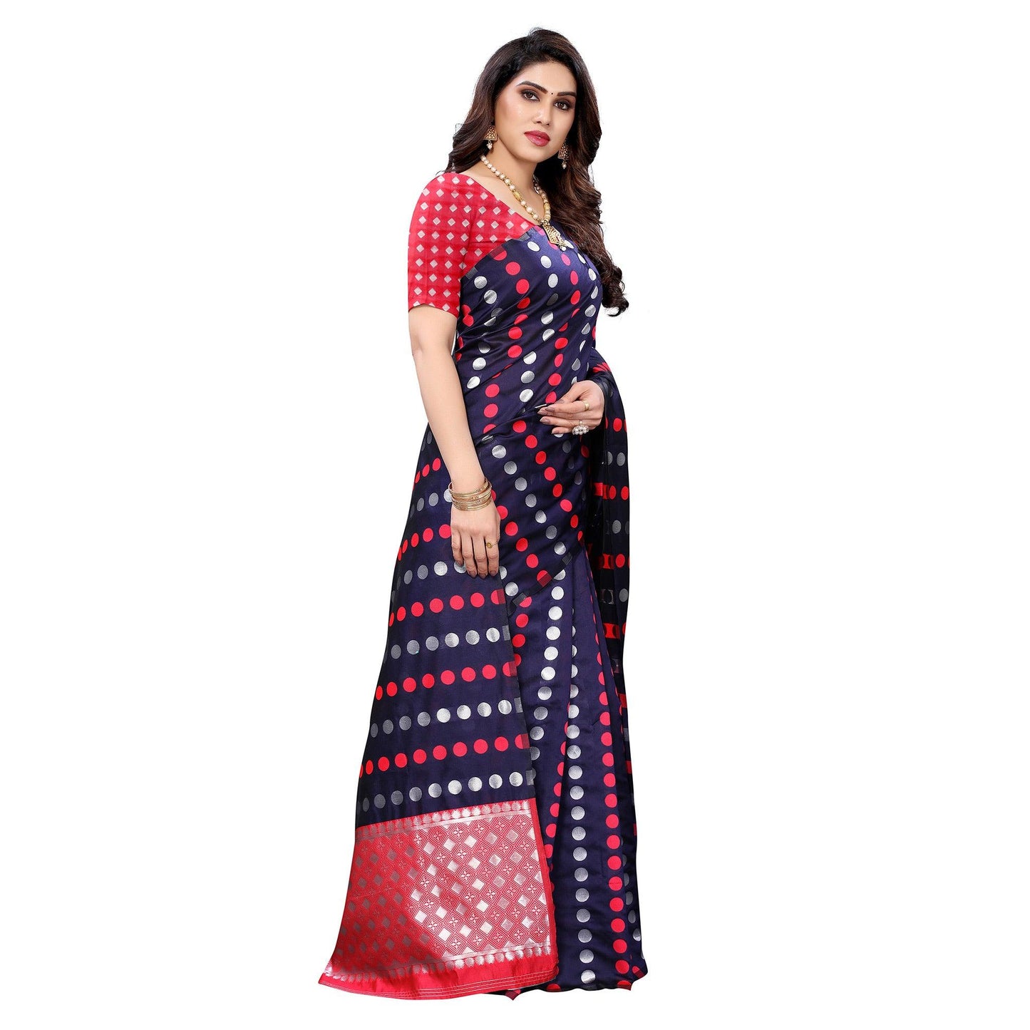 Navy Blue Casual Wear Woven Banarasi Silk Saree