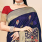 Navy Blue Festive Wear Woven Banarasi Silk Saree