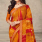 Orange & Red Printed Chiffon Saree