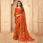 Orange Casual Wear Floral Printed with Tassels Chiffon Saree