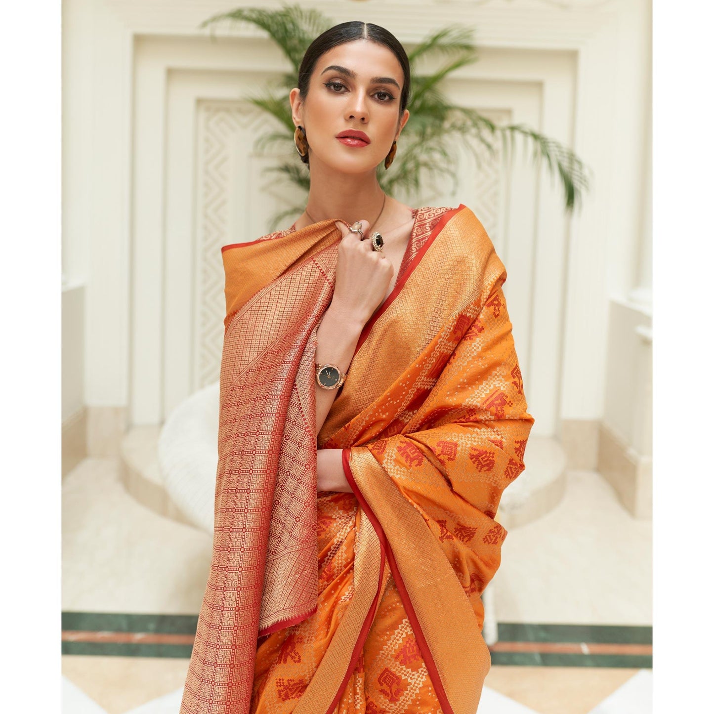 Orange Woven Patola Silk Saree