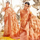 Peach Digital Printed Art Silk Saree With Tassels