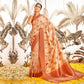 Peach Digital Printed Art Silk Saree With Tassels