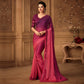 Pink & Magenta Floral Sequins Embroidered Chiffon Saree