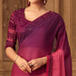 Pink & Magenta Floral Sequins Embroidered Chiffon Saree