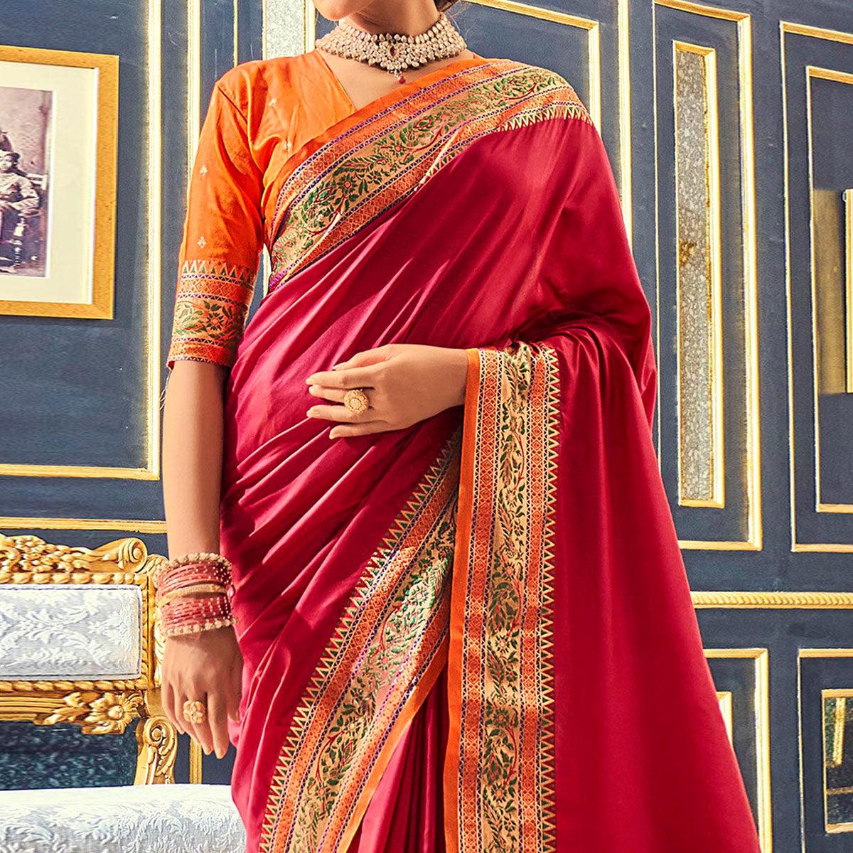 Pink Festive Wear Woven Banarasi Silk Paithani Saree