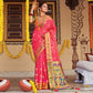 Pink Woven Art Silk Paithani Saree With Tassels