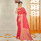 Pink Woven Art Silk Saree With Tassels