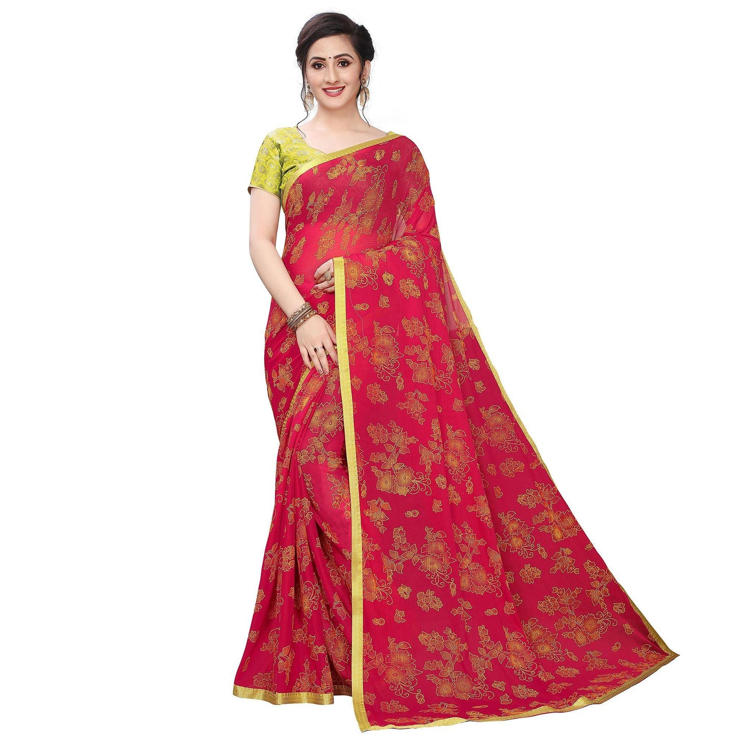 Pretty Red Colored Casual Wear Printed Art Silk Saree