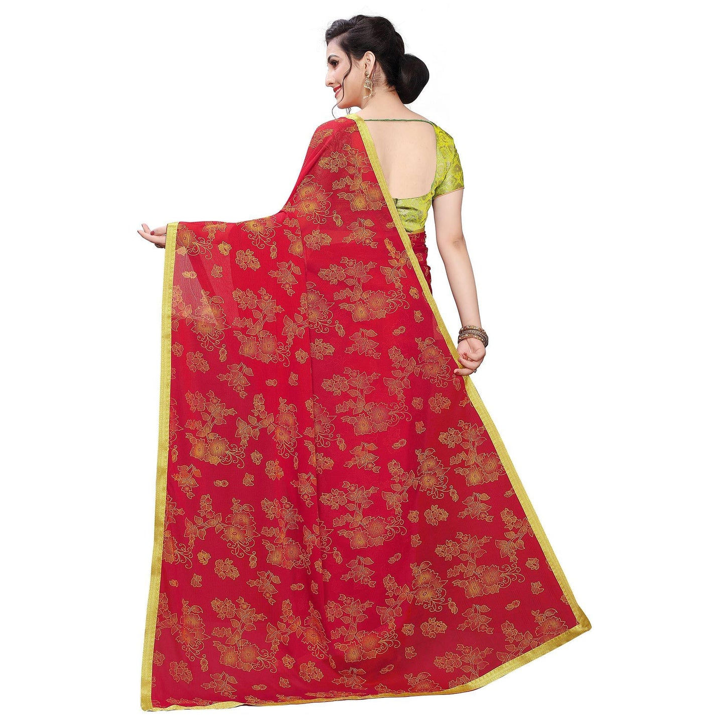 Pretty Red Colored Casual Wear Printed Art Silk Saree