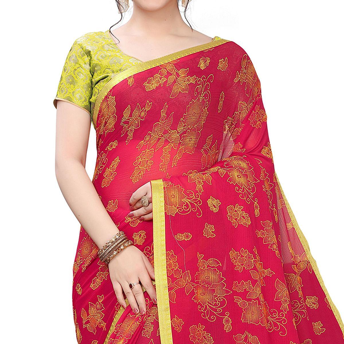 Pretty Red Colored Casual Wear Printed Art Silk Saree