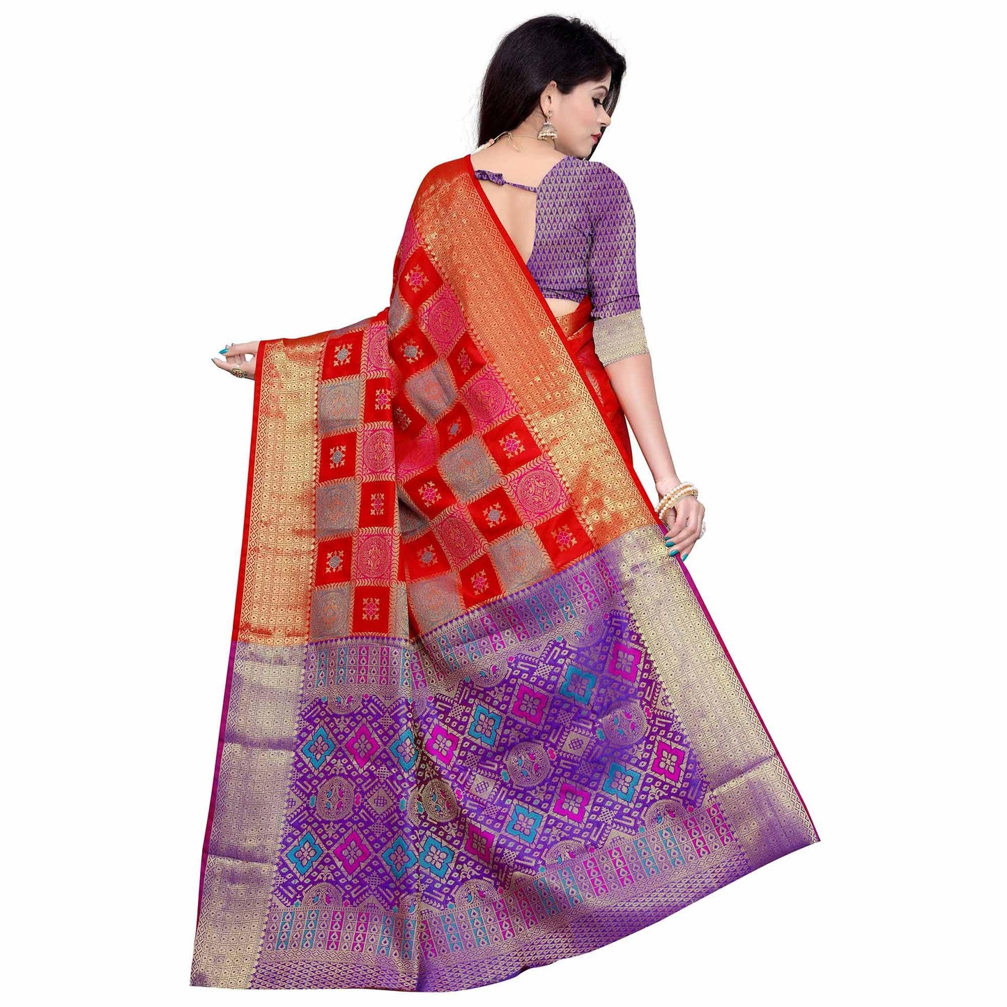 Radiant Red Colored Festive Wear Woven Banarasi Silk Saree