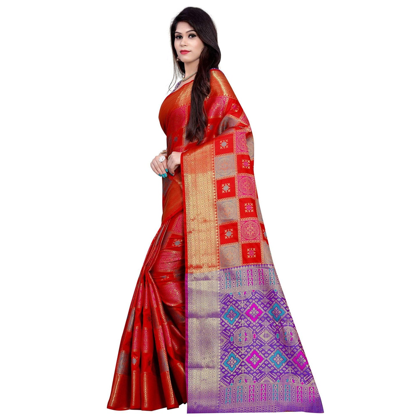 Radiant Red Colored Festive Wear Woven Banarasi Silk Saree