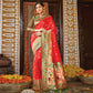 Red Festive Wear Woven Banarasi Silk Paithani Saree With Tassels