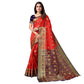 Red Festive Wear Woven Soft Silk Saree With Jacquard Border