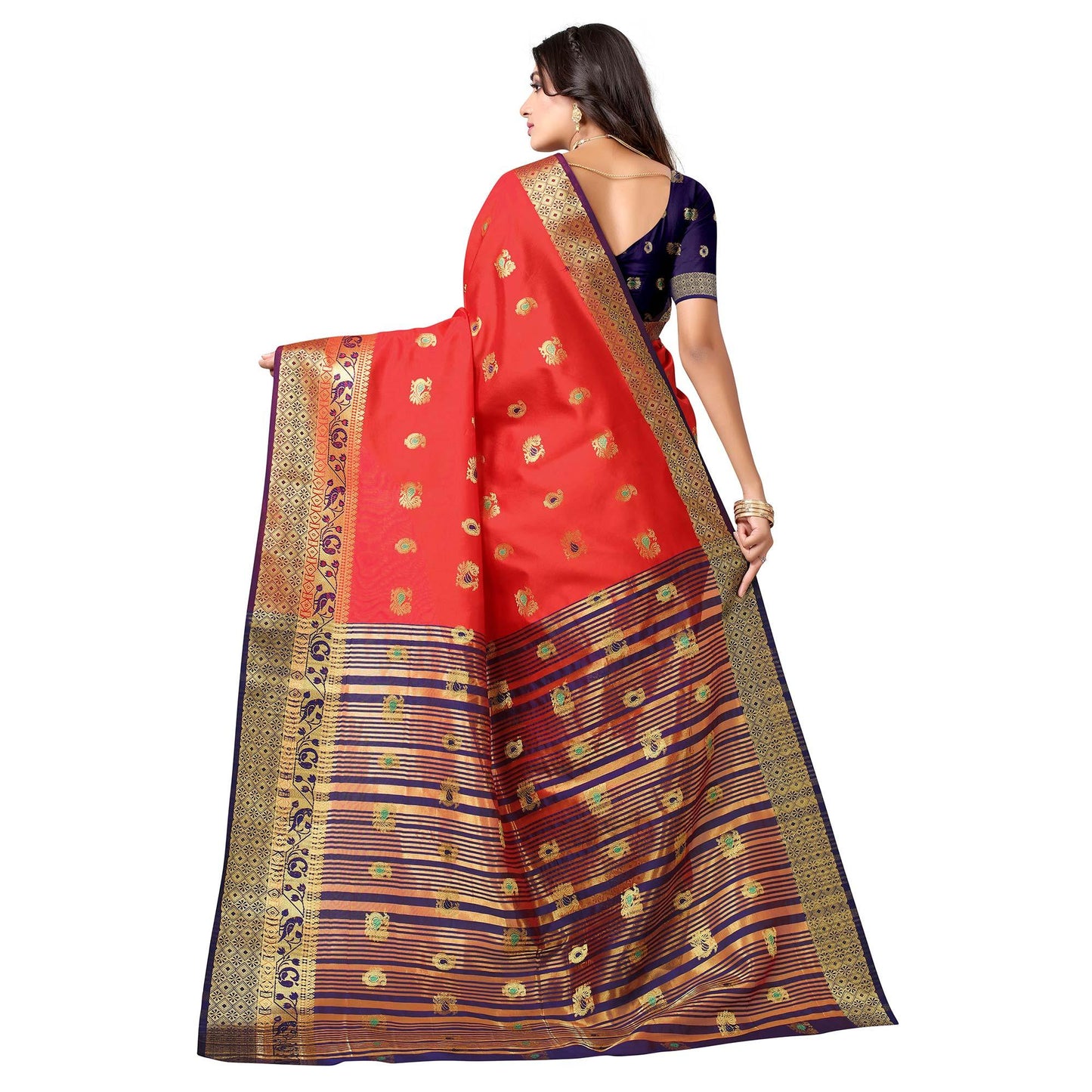 Red Festive Wear Woven Soft Silk Saree With Jacquard Border